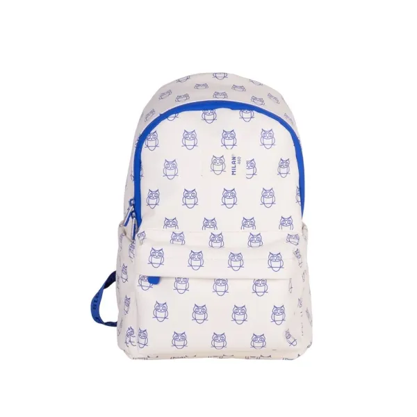 Zaino casual per bambini Milan Collection 460 95 l - Scomparto principale e tasca anteriore con cerniera - 2 tasche laterali - Beige/Blu - immagine 1