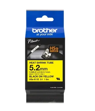 ORIGINALE Brother Nastro Nero su giallo HSe-611E - immagine 1
