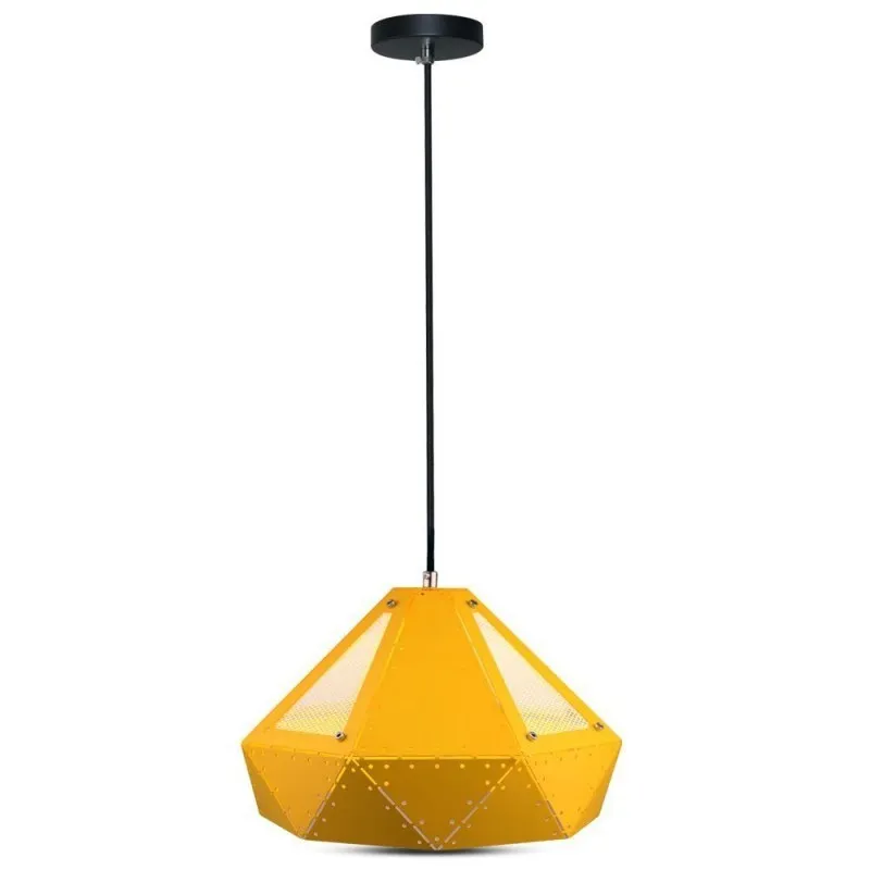 V-TAC Lampadario LED a Prisma in Metallo con Portalampada E27 (Max 60W) Colore Giallo - immagine 1