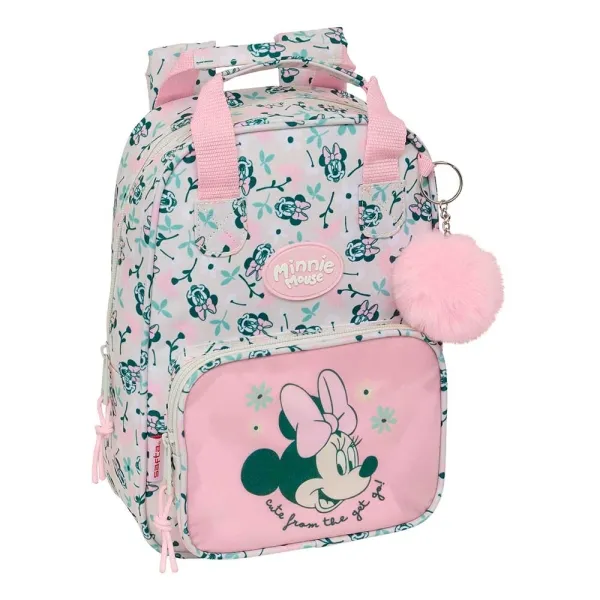 Zaino per bambini Safta Minnie Mouse Minty - Tasca frontale - Porta badge - Spallacci imbottiti - Maniglia foderata - 45 litri - 200x80x280 mm - Rosa pastello - immagine 1