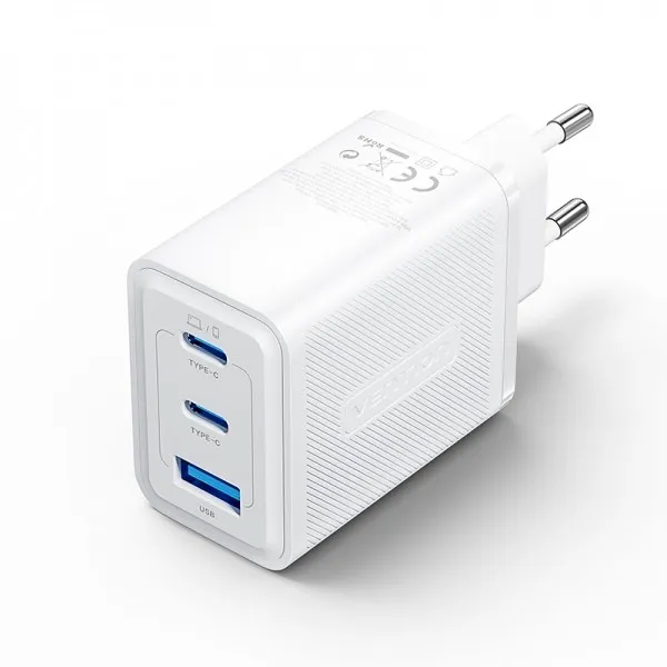 Caricatore da muro Vention GaN 3 porte USB (C + C + A) (65 W/65 W/30 W) - EU - Colore nero - immagine 1