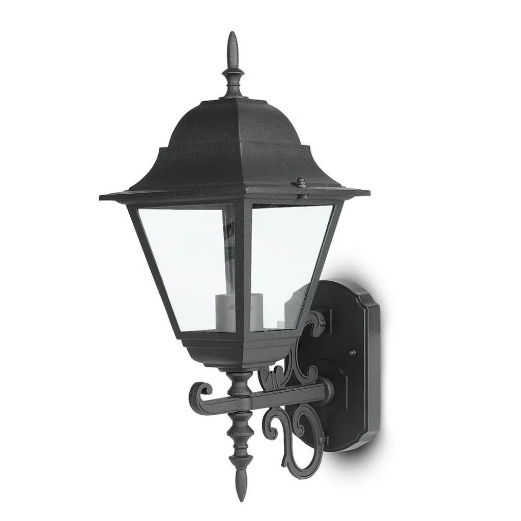 V-TAC Lampada LED da Muro a Lanterna con Portalampada E27 (Max 60W) Rivolta Verso in Alto Colore Nero Opaco IP44 - immagine 1