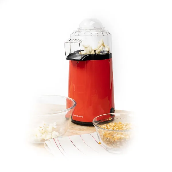 Macchina per popcorn ad aria calda Innovagoods Popmar - Potenza 1200W - Cottura senza olio - Tappo dosatore - Sicurezza termica - Rosso nero e trasparente - immagine 1