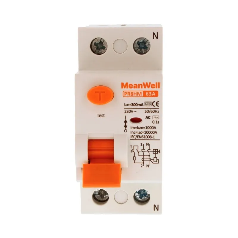 Differenziale Puro Meanwell Tipo Ac 1P+N 2M 10Ka 300Ma 63A 230V - immagine 1