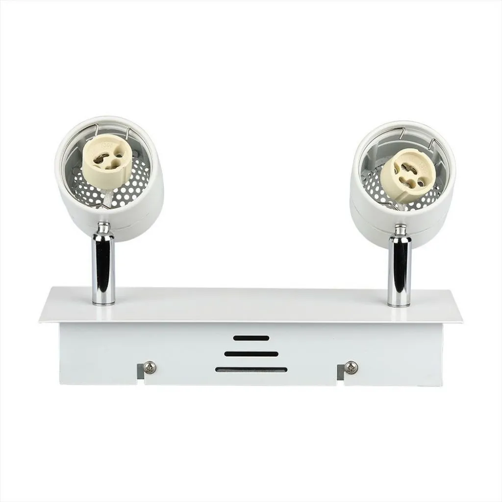 V-TAC Portafaretto LED Doppio da Incasso 2*GU10 e GU5.3 (MR16) Colore Bianco Orientabile - immagine 1