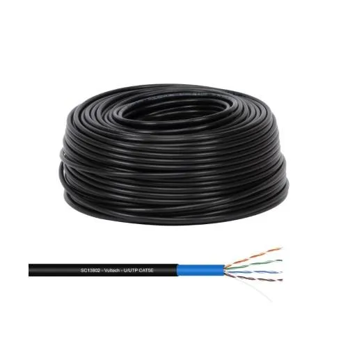 VULTECH MATASSA LAN 100MT. CAT. 5E UTP 24AWG PE+LSZH (SC13802-100) PER ESTERNO COLORE NERO - immagine 1
