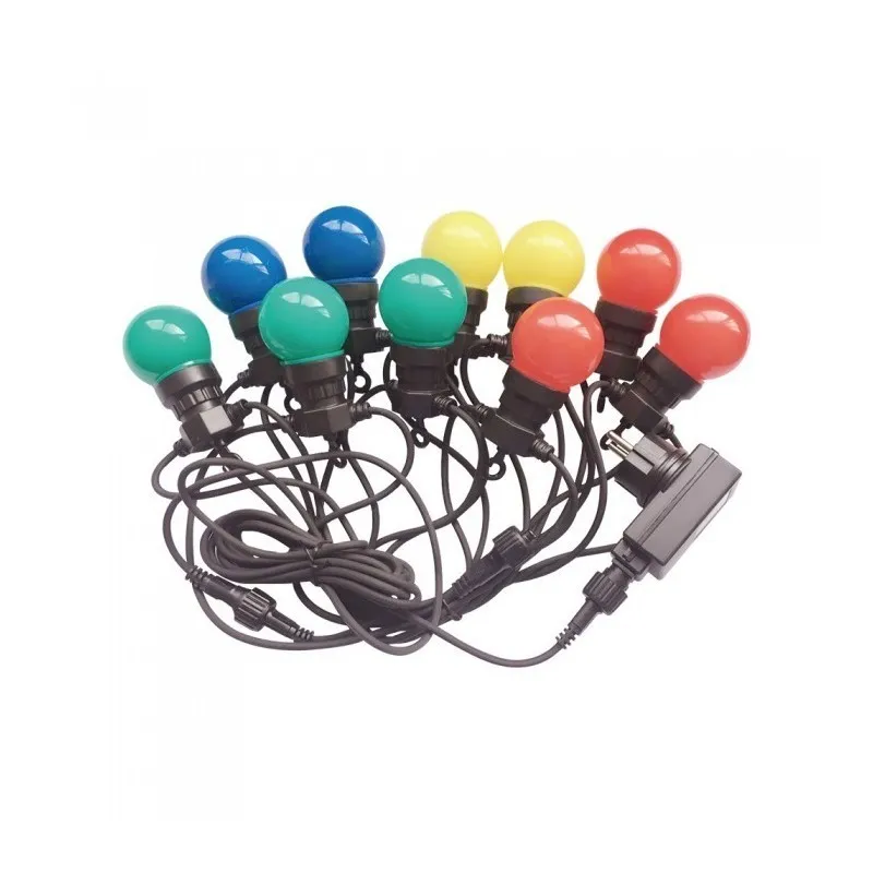 V-TAC Catenaria 5m con 10 Lampadine mini Globo LED 5W RGB con Schuko e Trasformatore IP44 - immagine 1