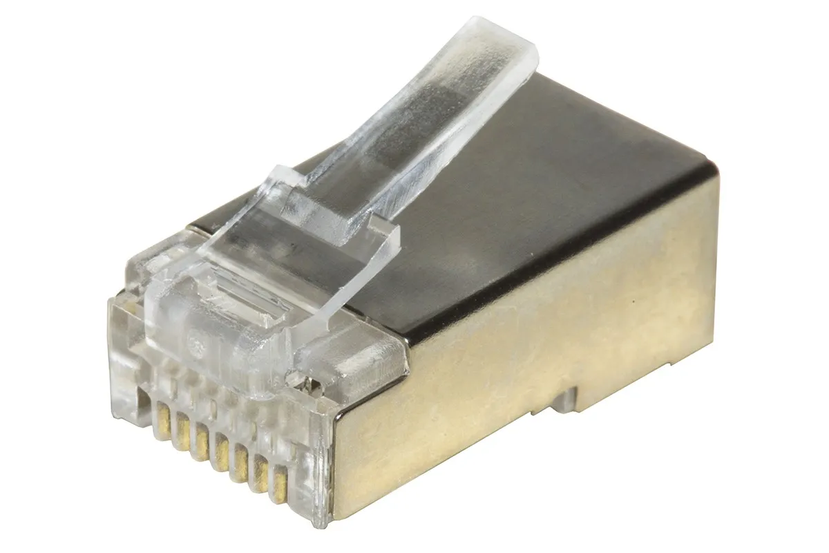 Confezione 100 Connettori 8 Poli Cat 6 Schermato Rj45 Con Inserto Per Cavo Flessibile - immagine 1