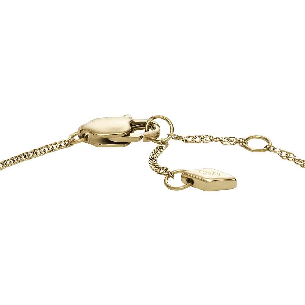 Fossil Bracciale a catena sottile da donna in acciaio inox con chiusura a moschettone, Bianco e oro giallo - immagine 5