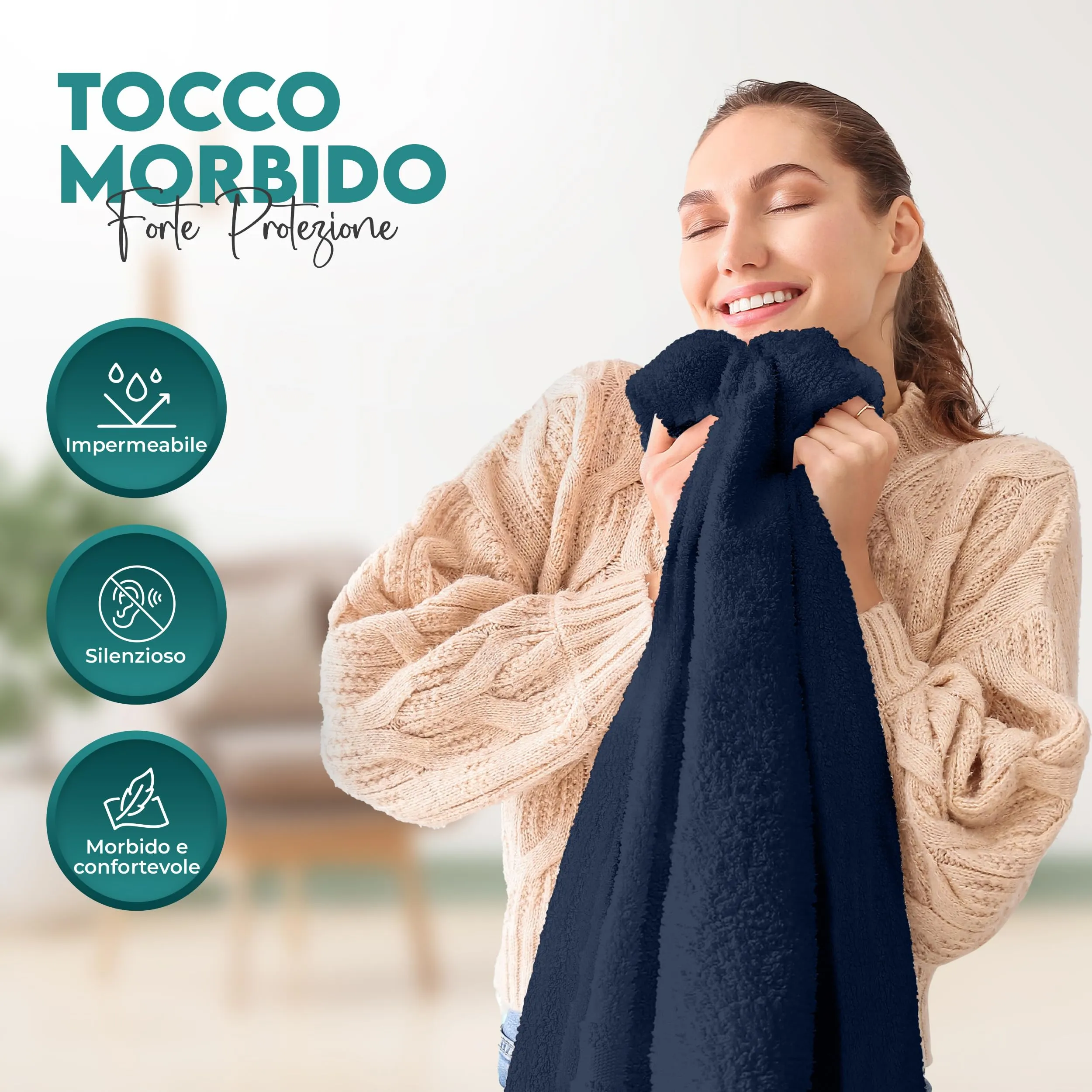 Utopia Bedding Coprimaterasso Una Piazza e Mezza Impermeabile 140 x 200 x 30 cm, Certificato OEKO-TEX, Proteggi Materasso, Traspirante, Lavabile, Stile Montato Tutto Intorno Elastico Blu Marino - immagine 5