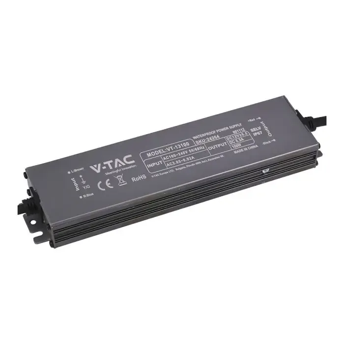 V-TAC Alimentatore LED in Metallo 100W 12V 8.3A con 1 Uscita 219x50x25mm IP67 - immagine 1