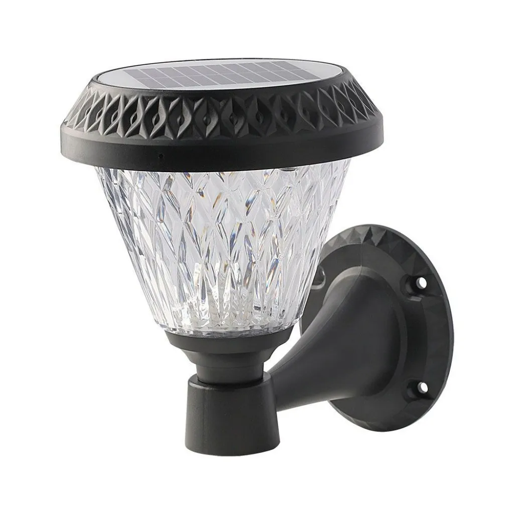 V-TAC Lampada LED Solare da muro 08W a Cono con Telecomando Colore Nero 3in1 IP44 - immagine 1