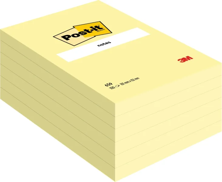 Confezione da 6 blocchetti di Post-it da 100 foglietti adesivi riposizionabili - Forma rettangolare - 101x152 mm - Giallo chiaro - immagine 1