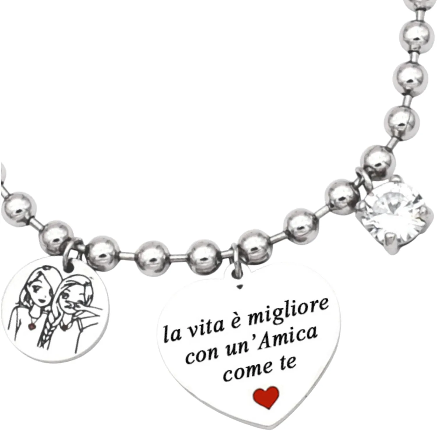 dalcuore Bracciale Amicizia, Ipoallergenico Idee Regalo Donna Compleanno Amica Braccialetto Ragazza Frasi Speciali per Amiche con Originale Confezione da regalare X la Migliore Amica Bff - immagine 1