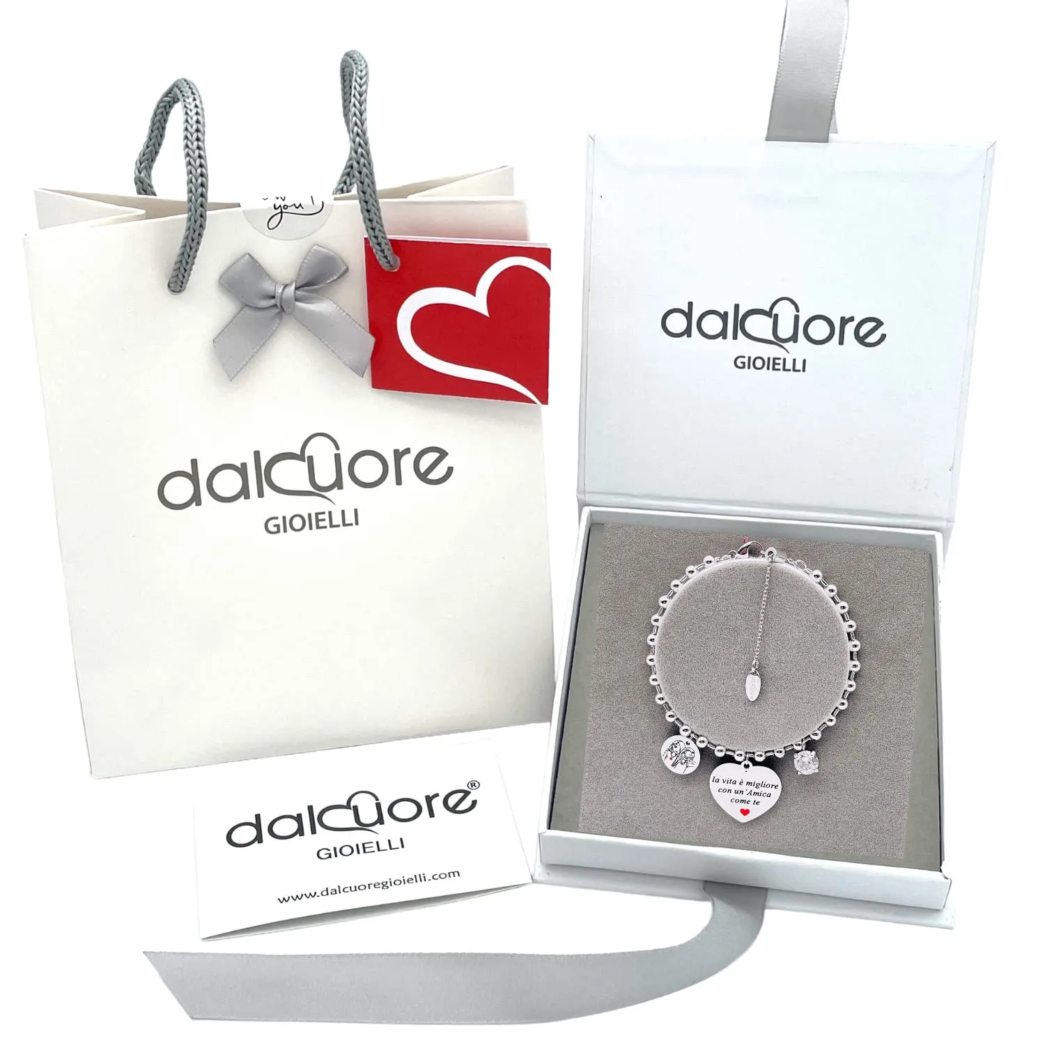 dalcuore Bracciale Amicizia, Ipoallergenico Idee Regalo Donna Compleanno Amica Braccialetto Ragazza Frasi Speciali per Amiche con Originale Confezione da regalare X la Migliore Amica Bff - immagine 2