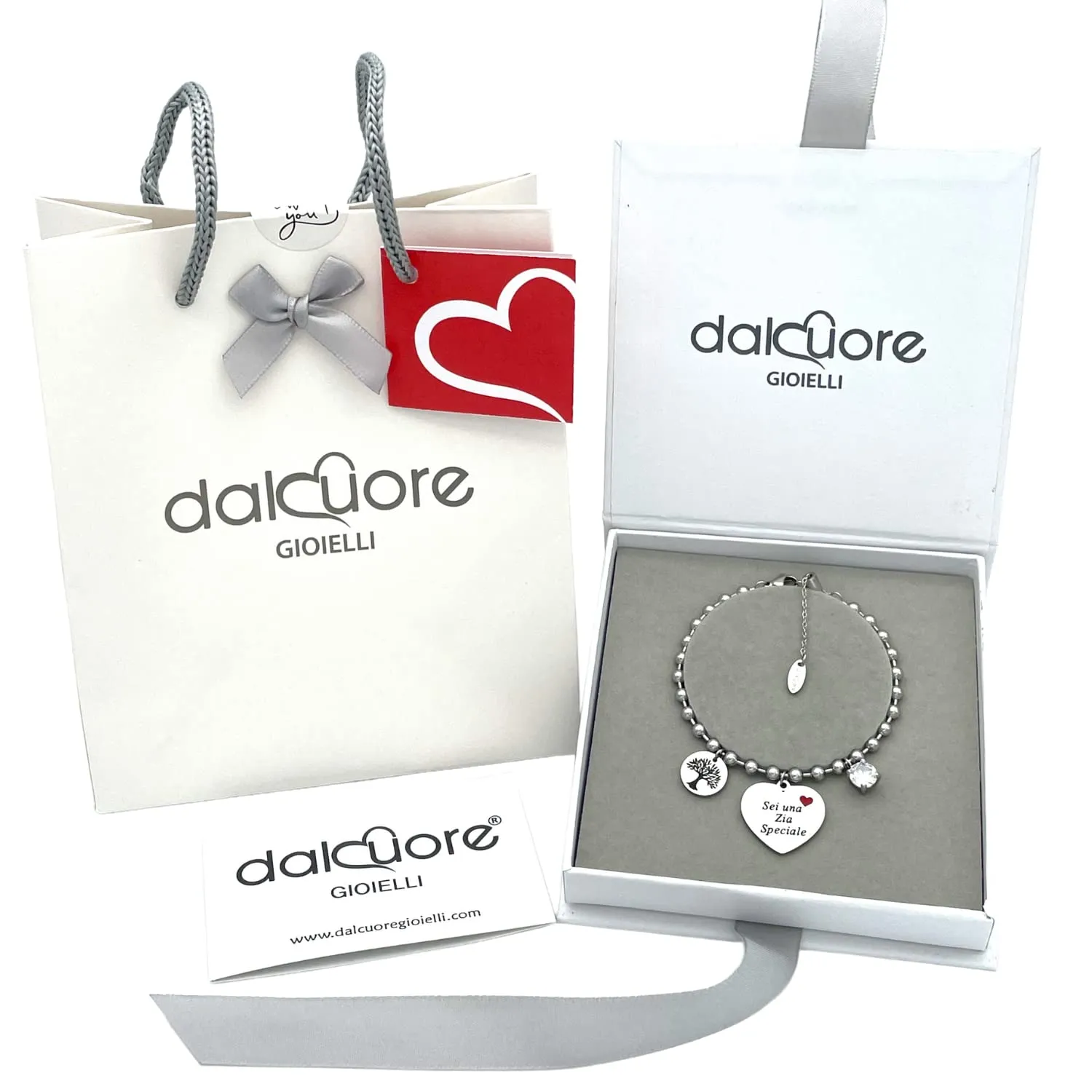 dalcuore Bracciale Zia Nipote, Ipoallergenico Idee Regalo Zia Compleanno Braccialetto con Frasi Speciali Famiglia Albero della vita con Originale Confezione da regalare X una Zia Speciale - immagine 2