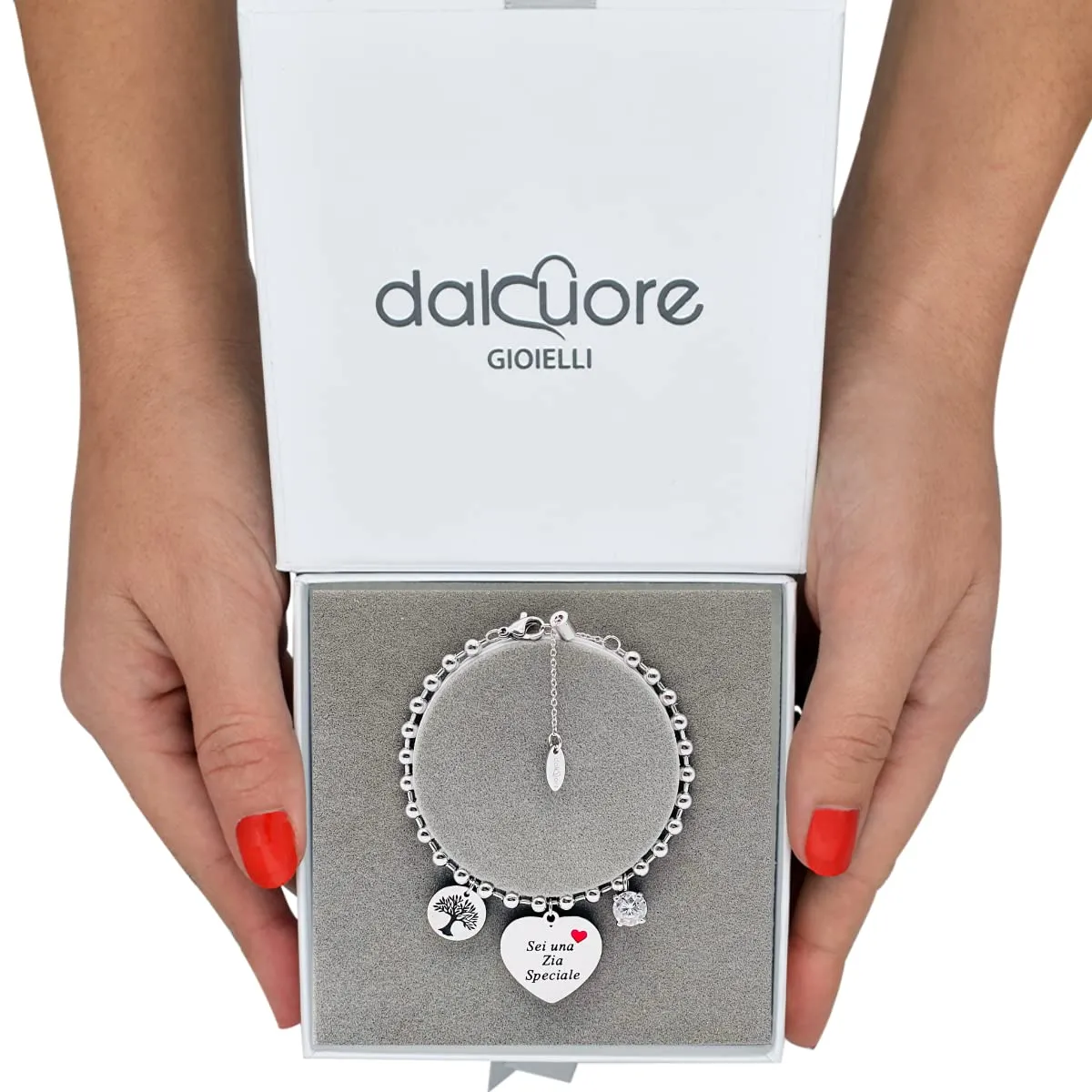 dalcuore Bracciale Zia Nipote, Ipoallergenico Idee Regalo Zia Compleanno Braccialetto con Frasi Speciali Famiglia Albero della vita con Originale Confezione da regalare X una Zia Speciale - immagine 3
