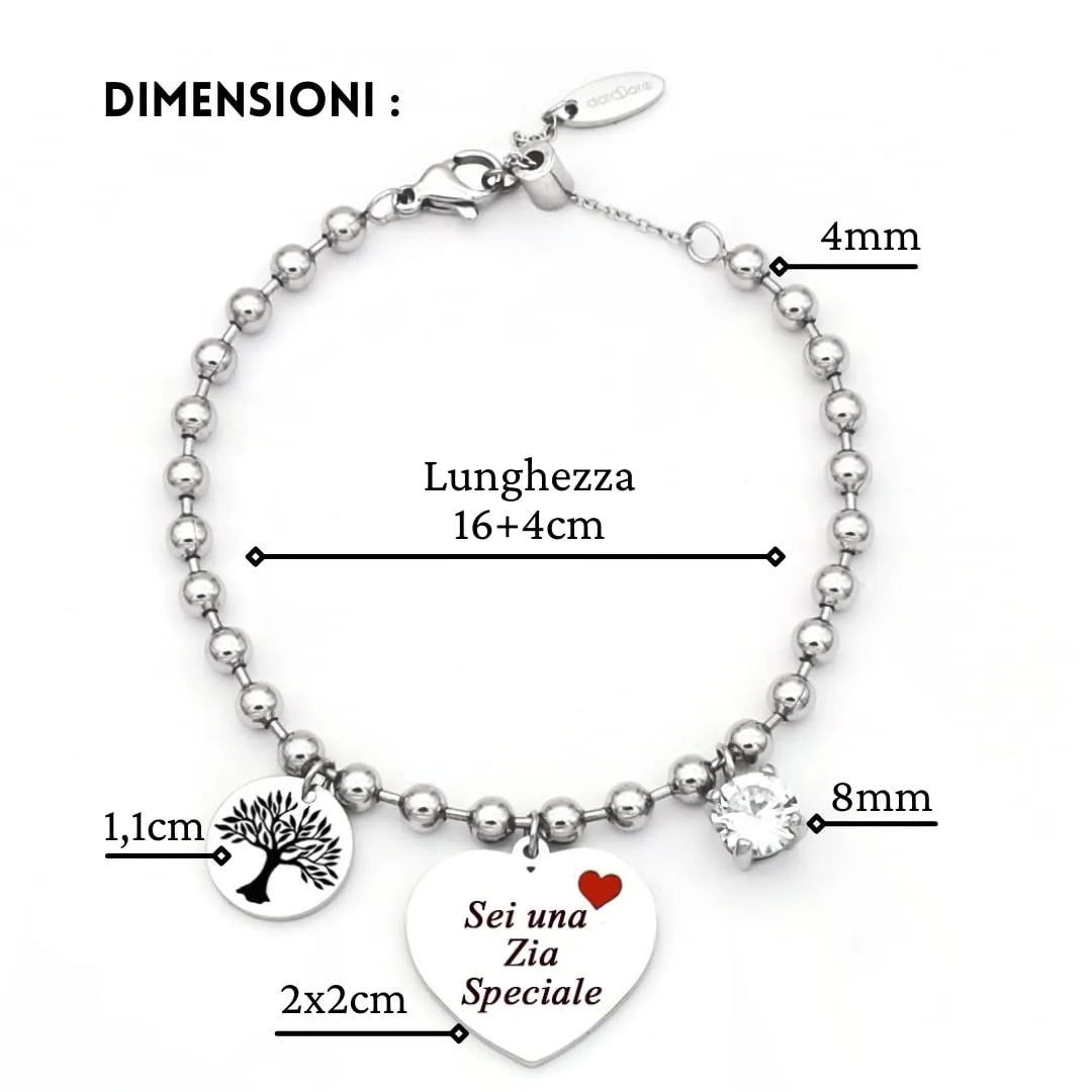 dalcuore Bracciale Zia Nipote, Ipoallergenico Idee Regalo Zia Compleanno Braccialetto con Frasi Speciali Famiglia Albero della vita con Originale Confezione da regalare X una Zia Speciale - immagine 4
