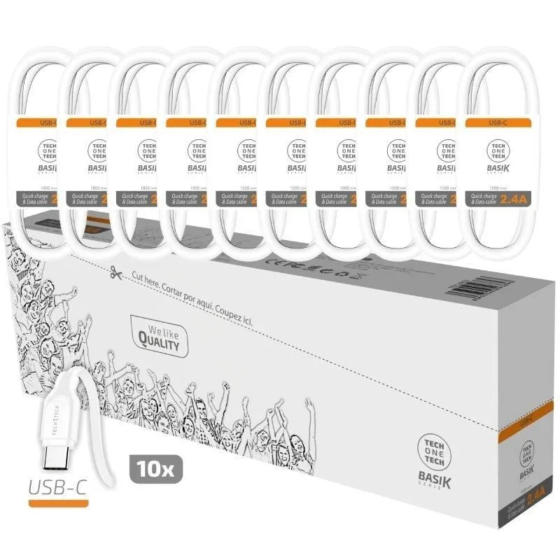 TechOneTech Basik Confezione da 10 cavi USB-A maschio - USB-C maschio - Lunghezza 1 m - immagine 1
