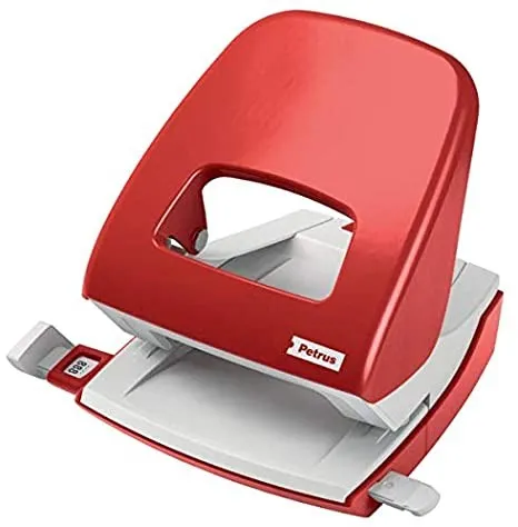 Petrus 62 Perforatrice per Metallo - Fino a 30 Fogli - Segni di Formato - Svuotamento Facile - Perforatori da 55 mm - Colore Rosso - immagine 1
