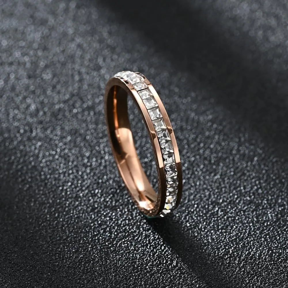 RPAEOY Parure Gioielli per Donna Ragazze Numeri Romani con Zircone Acciaio Inossidabile Placcato Oro Argento Pendente Collana Orecchini Bracciali Anelli Set Gioielli Set Sposa Regalo (Oro rosa) - immagine 3
