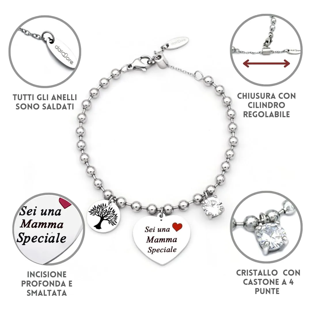 dalcuore Bracciale Mamma Regalo, Festa della mamma Regali di Natale Idea sei Speciale regalo compleanno per mamma x neomamma nonna gioielli da donna cofanetto braccialetto della mamma - immagine 5