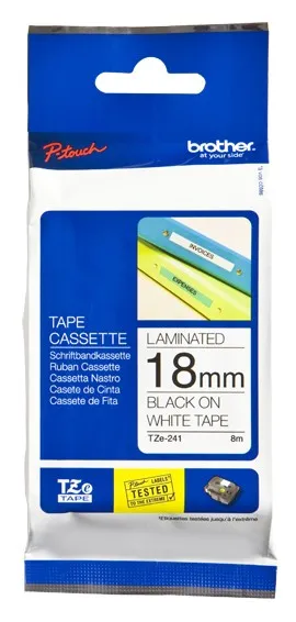 Brother Nastro Laminato Da 18 Mm (8 M) Nero/Bianco - immagine 1