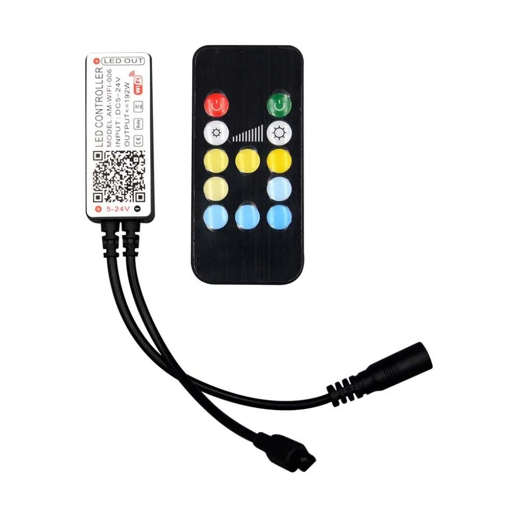 V-TAC Controller Wifi per Strip LED 12V/24V Dimmerabile con Telecomando 24 Tasti Compatibile con Amazon Alexa e Google Home - immagine 1