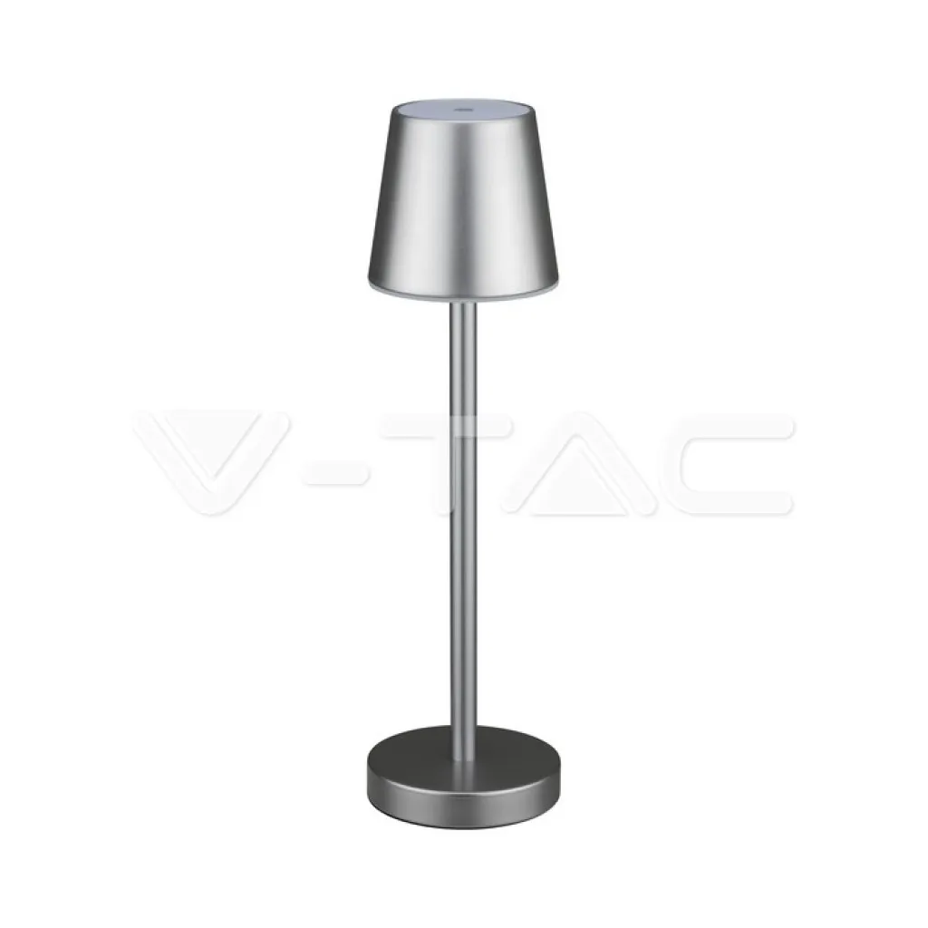 V-TAC Lampada LED da Tavolo 3W Colore Grigio ricaricabile con Micro-USB Touch Dimmerabile 4000K - immagine 1