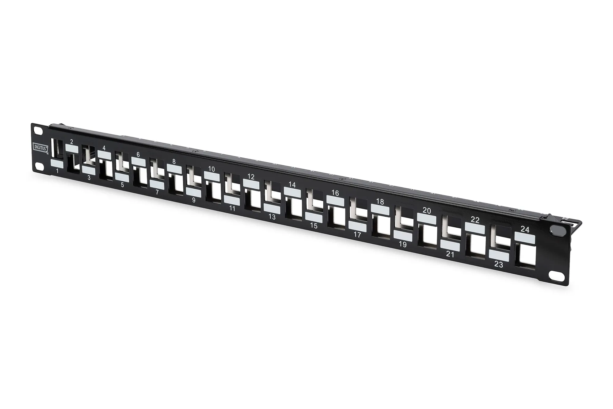 Pannello Patch 19 Modulare 24 Porte Schermate 1 Unità Colore Nero A Porte Sfasate (Senza Moduli) - immagine 1