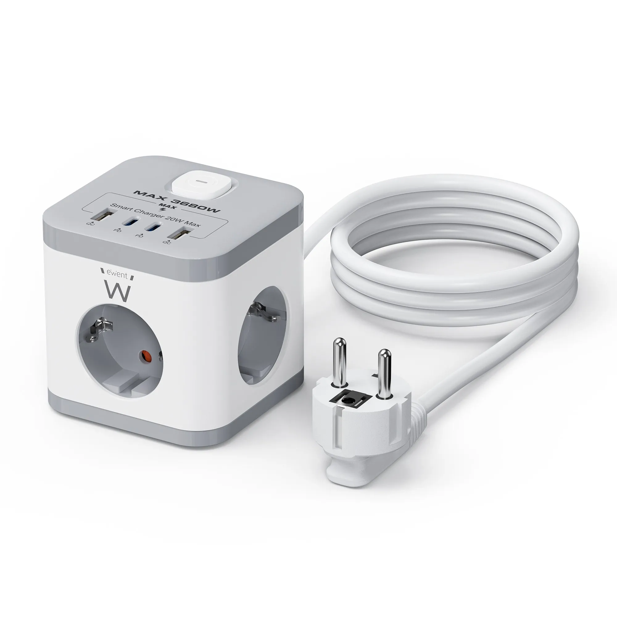 Ewent EW3863 prolunghe e multiple 15 m 3 presa(e) AC Interno Grigio Bianco - immagine 1