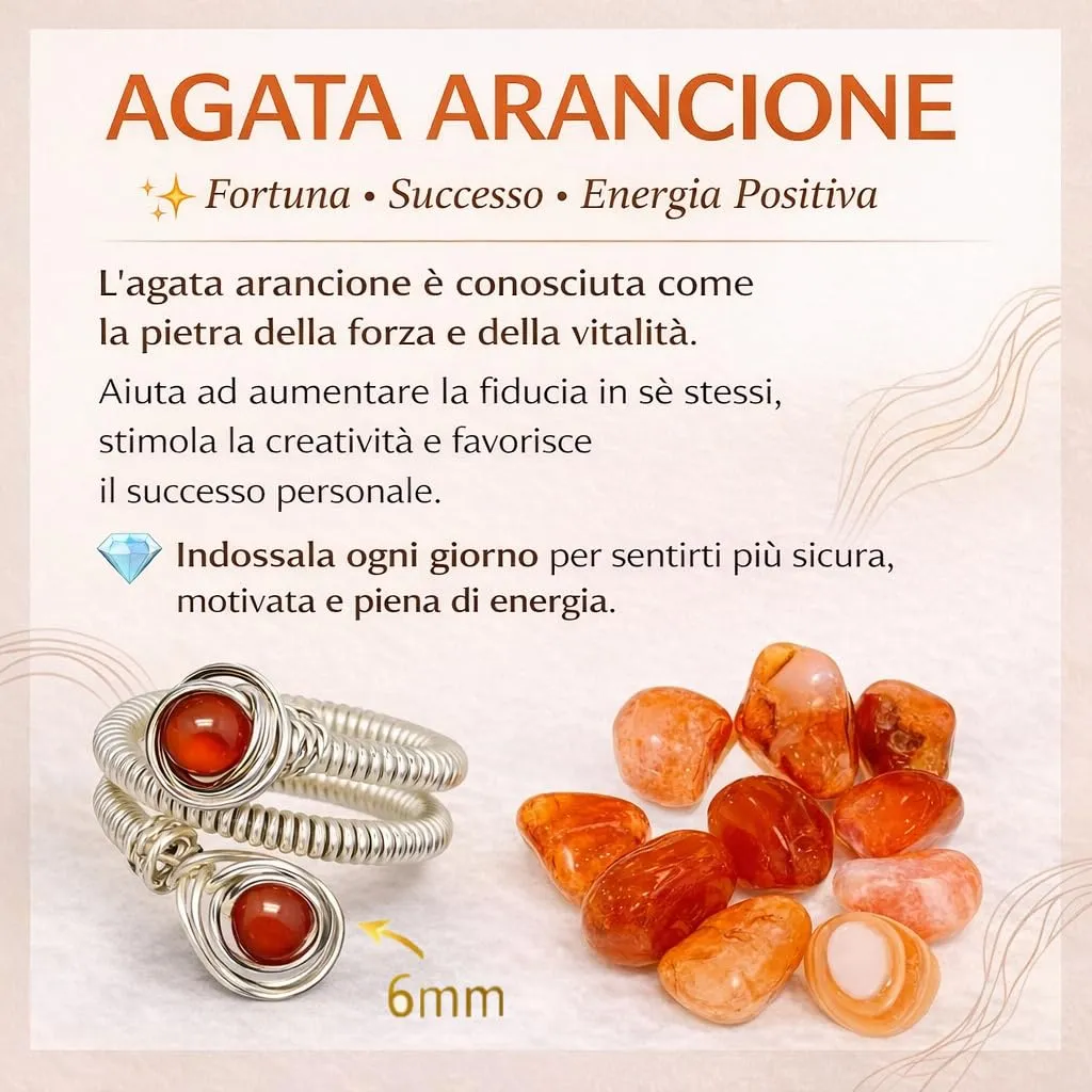 Generico Anello Donna Agata Naturale Regolabile – Anelli in Pietra Portafortuna Protezione Energia Positiva – Idea Regalo Donna con Orecchini – Fatto a Mano in Italia - immagine 3