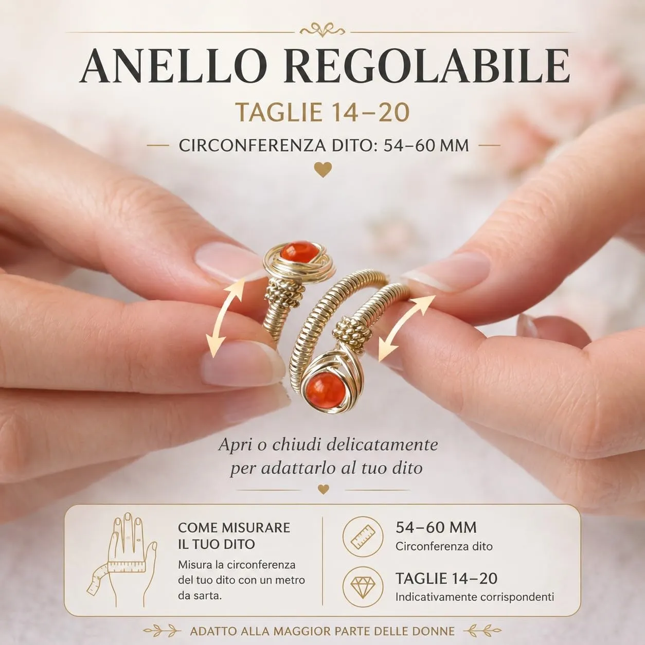 Generico Anello Donna Agata Naturale Regolabile – Anelli in Pietra Portafortuna Protezione Energia Positiva – Idea Regalo Donna con Orecchini – Fatto a Mano in Italia - immagine 4