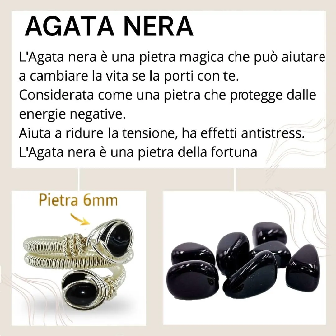 Generico Anello Donna Agata Naturale Regolabile – Anelli in Pietra Portafortuna Protezione Energia Positiva – Idea Regalo Donna con Orecchini – Fatto a Mano in Italia - immagine 3