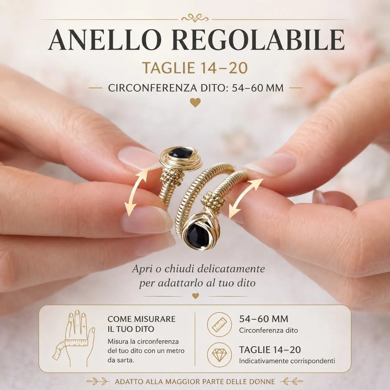 Generico Anello Donna Agata Naturale Regolabile – Anelli in Pietra Portafortuna Protezione Energia Positiva – Idea Regalo Donna con Orecchini – Fatto a Mano in Italia - immagine 4