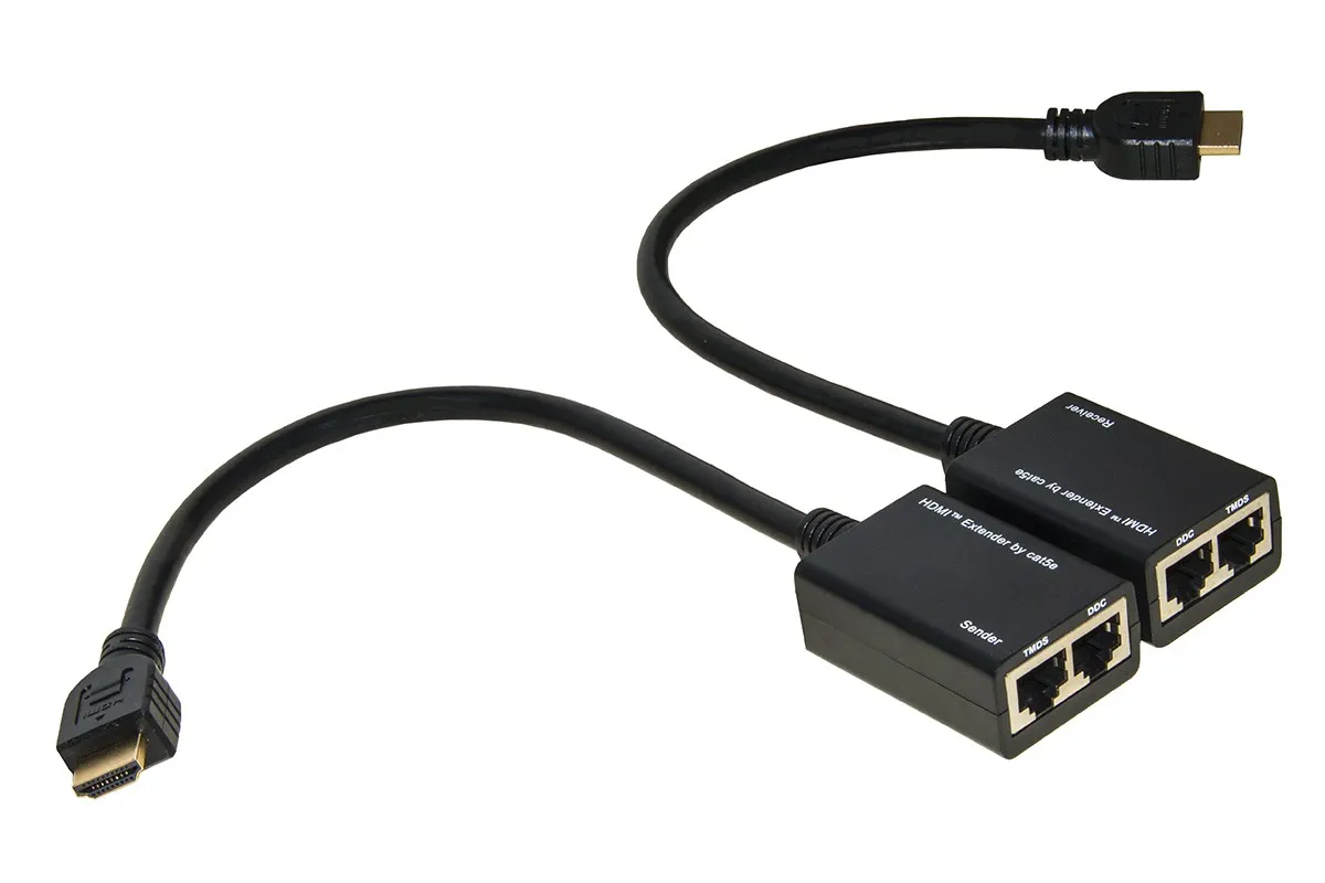 Estensore Hdmi Tramite 2 Cavi Di Rete Cat 6 Fino A 30 Metri Full Hd - immagine 1