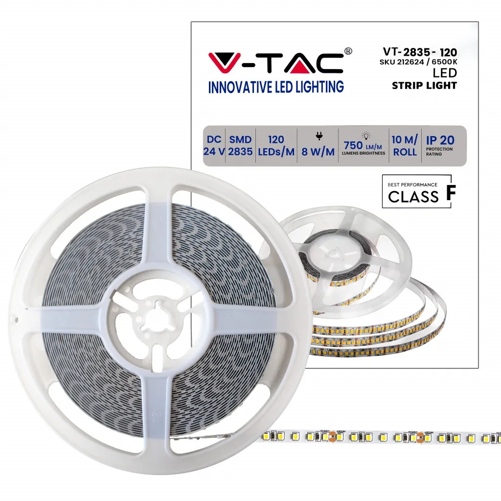V-TAC Strip LED SMD2835 75W/m 10m 120 LED/m 6500K 24V IP20 10mm - immagine 1