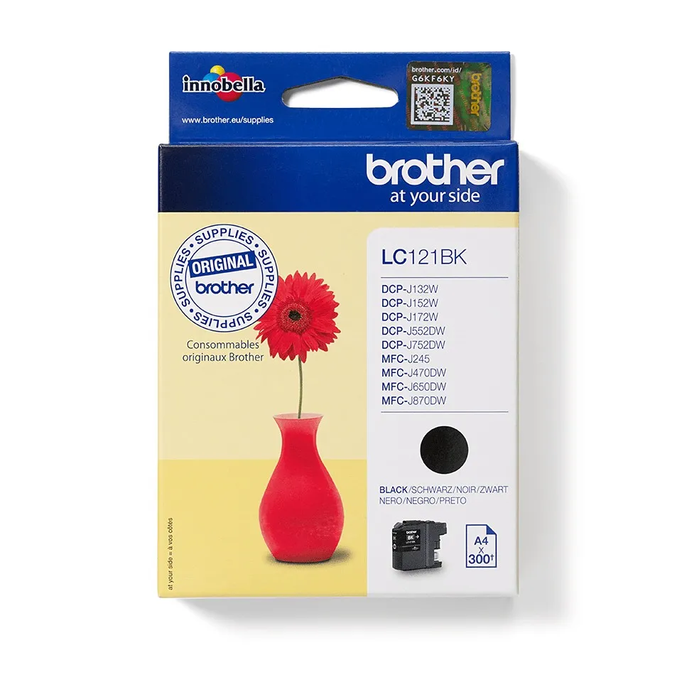ORIGINALE Brother Cartuccia d'inchiostro nero LC121BK LC-121 300 pagine 71ml - immagine 1