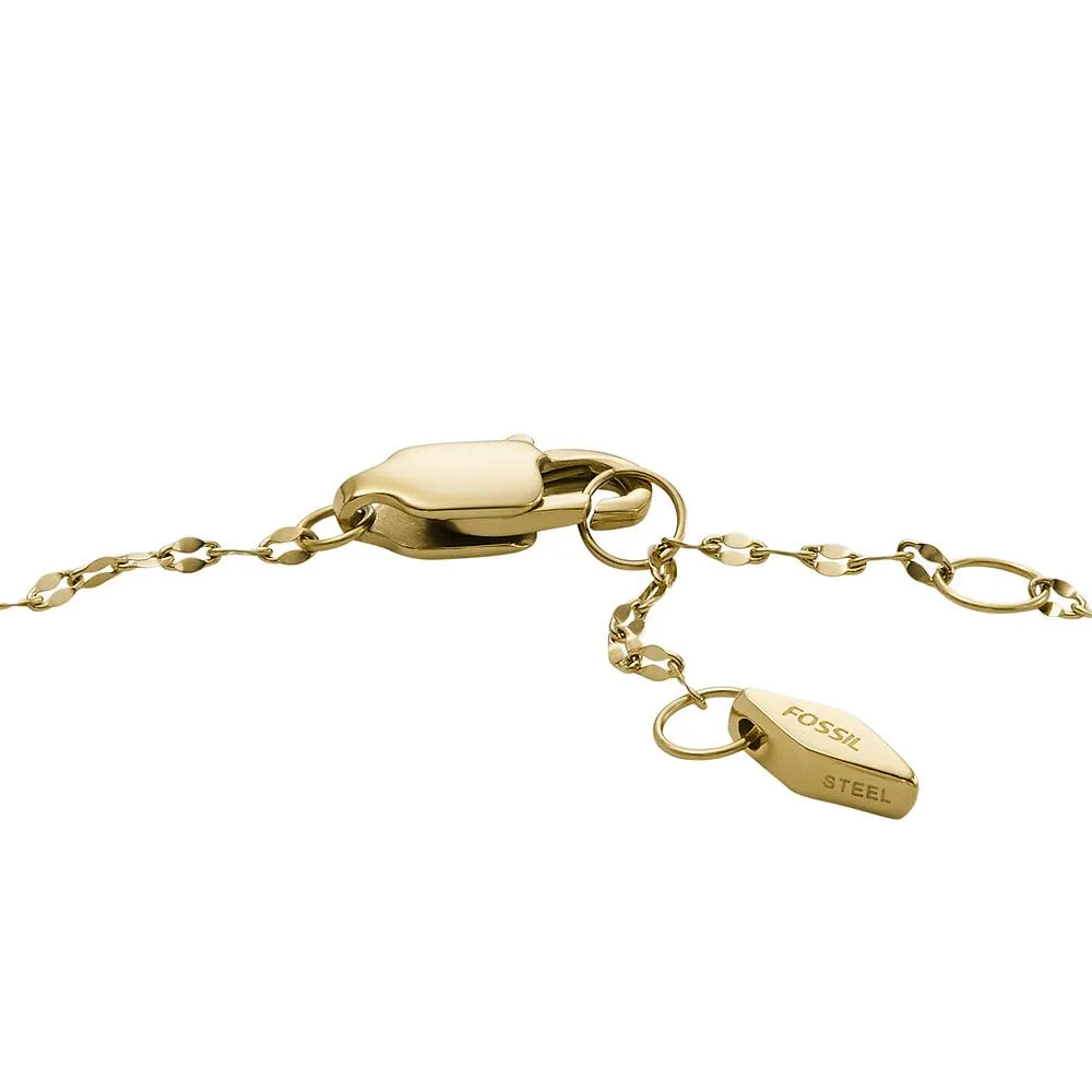 Fossil Bracciale a catena sottile da donna in acciaio inox con chiusura a moschettone, Oro pallido - immagine 3