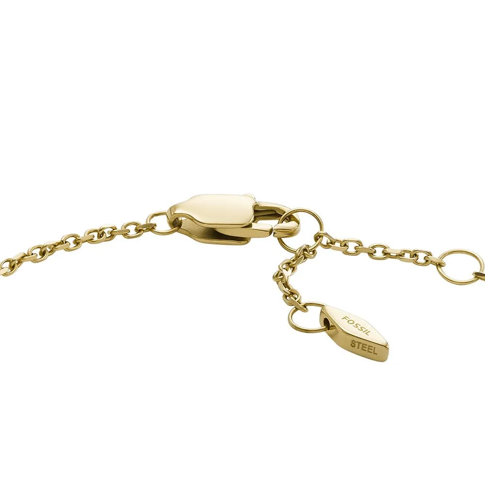 Fossil Bracciale a catena sottile da donna in acciaio inox con chiusura a moschettone, Oro chiaro - immagine 3