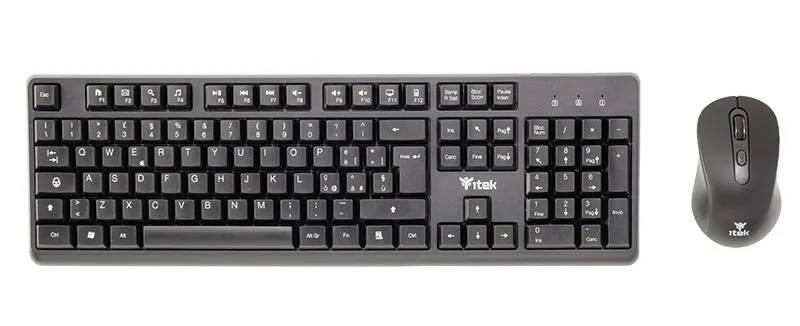 Itek Tastiera + Mouse Dec W01 Wireless 2.4G Mouse Ottico 1600Dpi Tastiera Membrana 105 Tast - immagine 1
