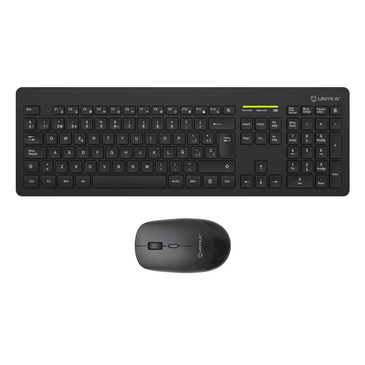 UNYKAch UK505445 tastiera Mouse incluso Ufficio RF Wireless QWERTY Spagnolo Nero - immagine 1