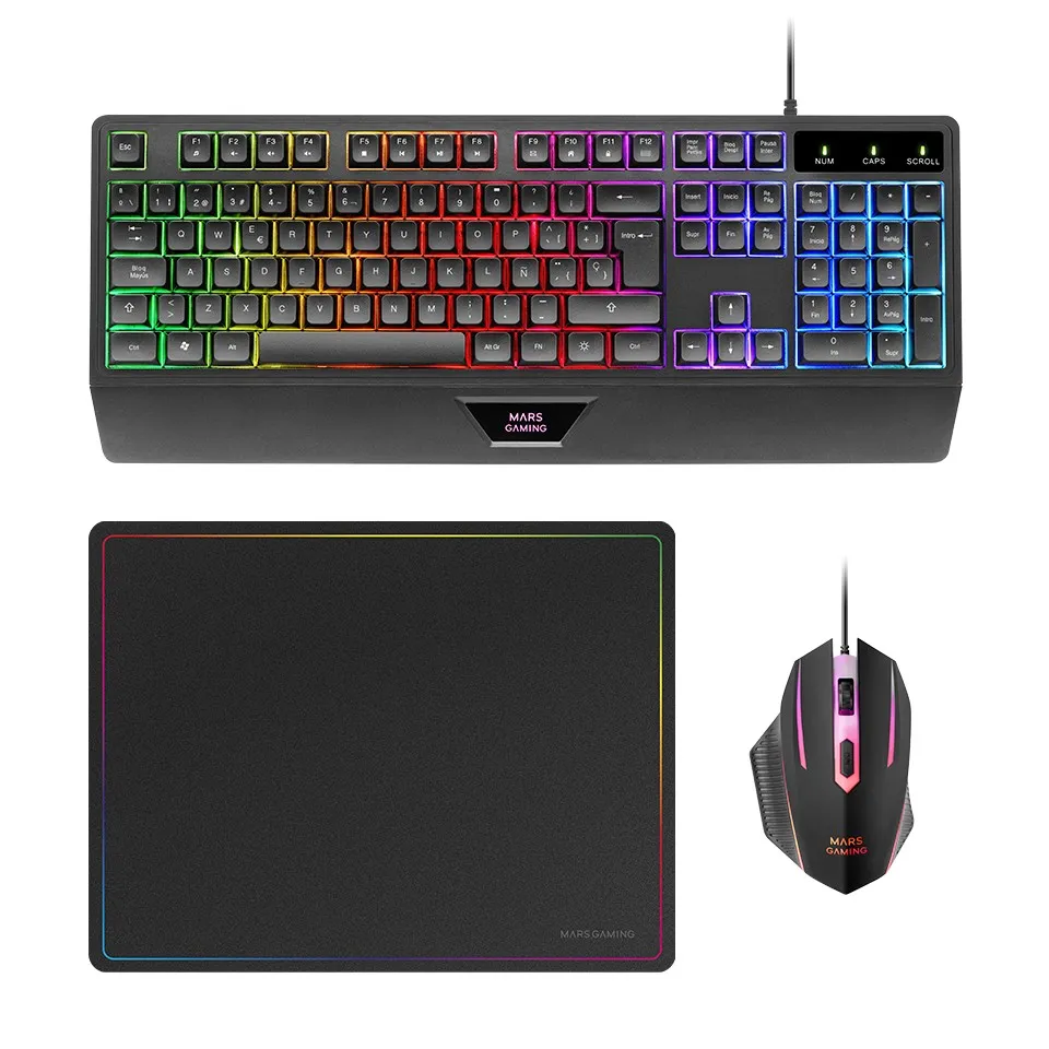 Mars Gaming MCP124 tastiera Mouse incluso USB AZERTY Francese Nero - immagine 1