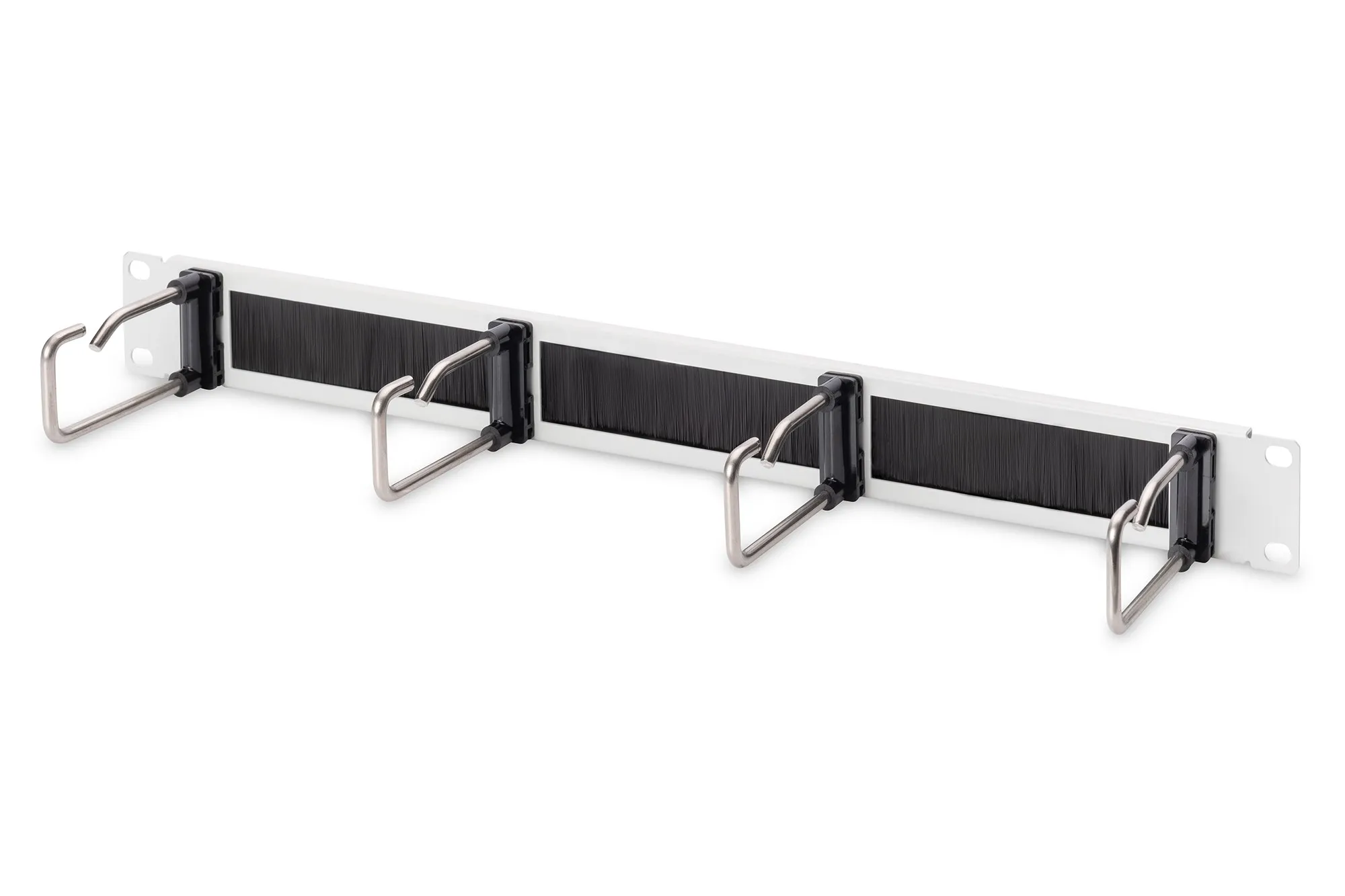 Pannello Di Gestione Cavi 1He Con Guarnizione A Spazzola 4 Anelli In Acciaio 40X75 Mm Grigio (Ral 7035) - immagine 1