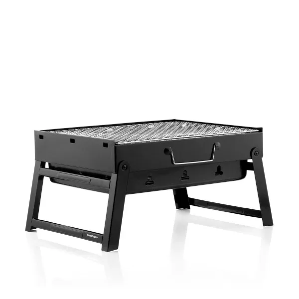 Barbecue portatile da tavolo Innovagoods BearBQ - Ferro - Pieghevole - Contiene fino a 15 kg di carbone - Griglia rimovibile 35x27 cm - Facile da pulire - Compatto - Leggero - 41x28x20 cm - Nero - immagine 1