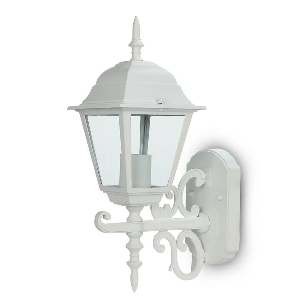 V-TAC Lampada LED da Muro a Lanterna Piccola con Portalampada E27 (Max 60W) Rivolta in Alto Colore Bianco Opaco IP44 - immagine 1
