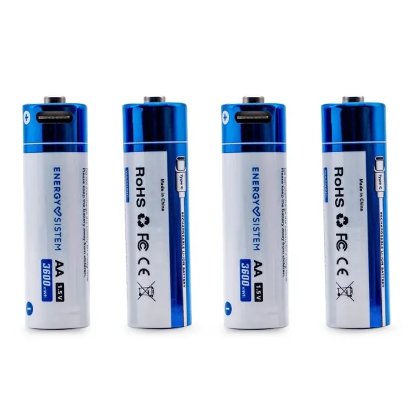 Energy Sistem Charge Pro C Confezione da 4 batterie ricaricabili USB-C - 3405mWh - 2270mAh - AA - 25V - Ricarica tramite USB-C - immagine 1