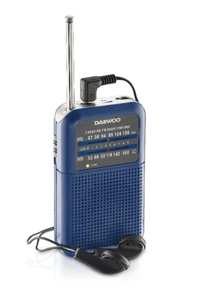 Radio portatile AM/FM Daewoo DW1008 - Antenna telescopica e sintonizzazione analogica precisa - Altoparlante integrato - Jack per cuffie da 35 mm - Compatta e leggera per l'uso quotidiano - Blu - immagine 1