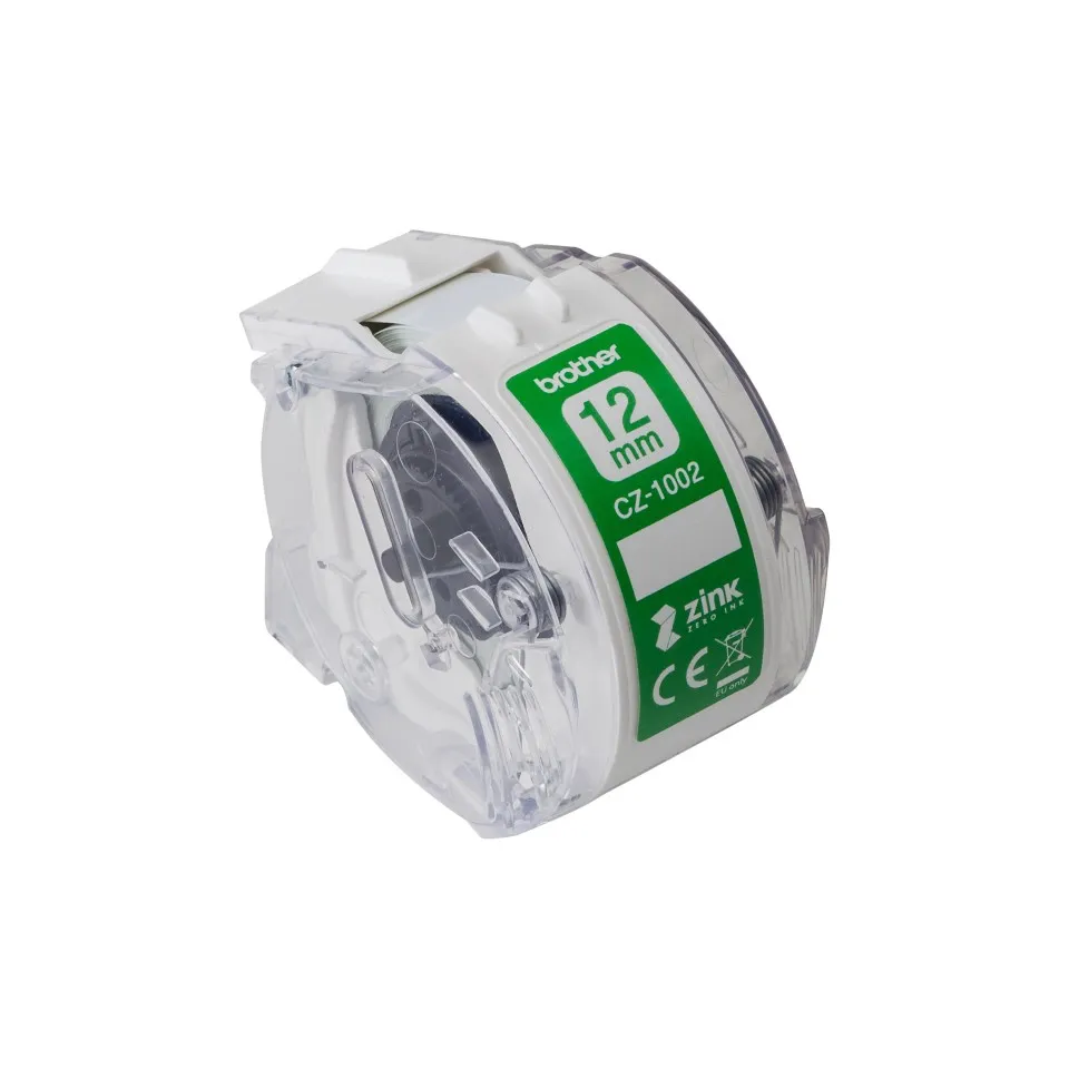 ORIGINALE Brother Etichette Bianco su verde CZ-1002 12 mm Rotolo di etichette colorate 12 mm x 5 m autoadesive - immagine 1