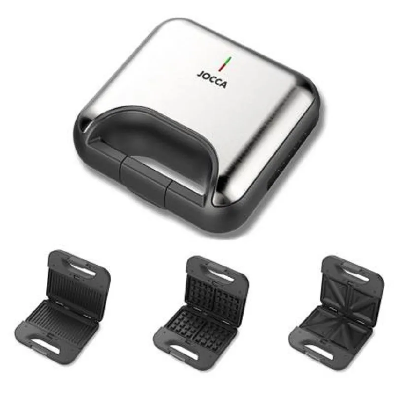 Jocca Waffle Maker 3 in 1 - 3 piastre antiaderenti intercambiabili per panini waffle e grill - immagine 1